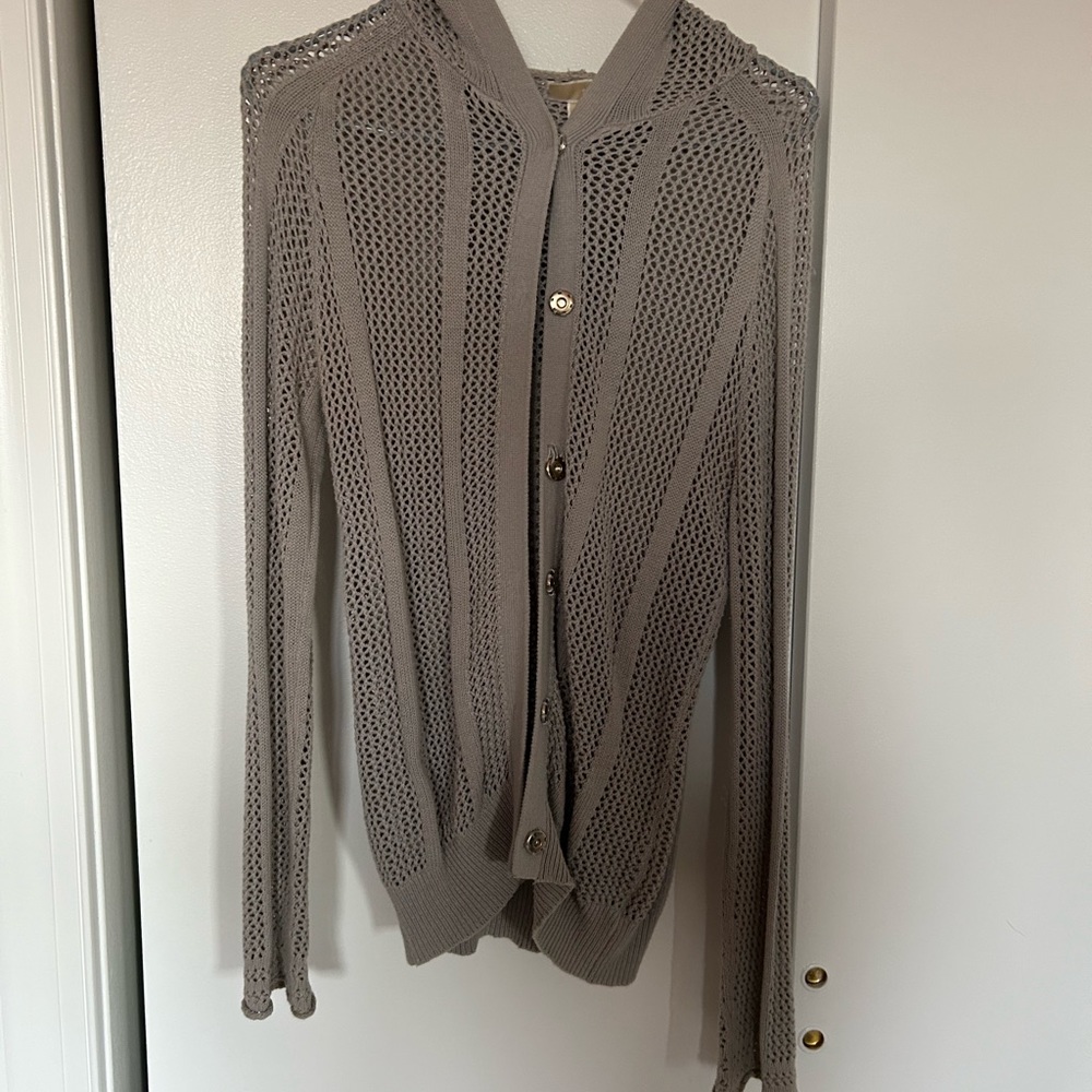 Woman’s size medium, gray cardigan sweater